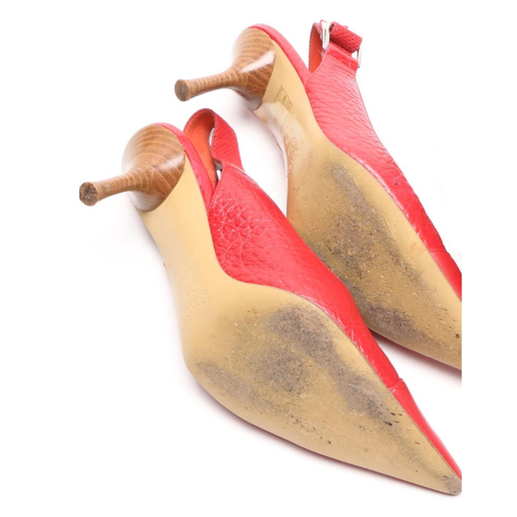 Red Escada Leather Slingback Heels Size 7.5 - Picture 4 of 7